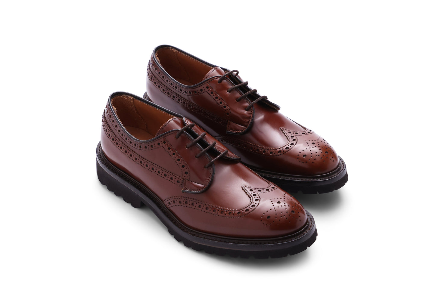 Guinevere brogue derby shoes in hazelnut calf leather, Made in England